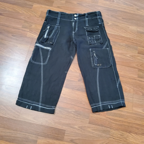 Johnny Was Pete & Greta Wide Leg Linen Cargo Military Pants Size 10 Black New - Picture 2 of 10